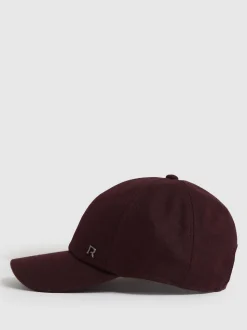 Reiss Burgundy Fiona Wool-Blend Flannel Baseball Cap