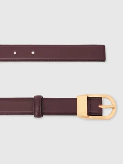 Reiss Burgundy Hazel Leather Curved-Buckle Belt