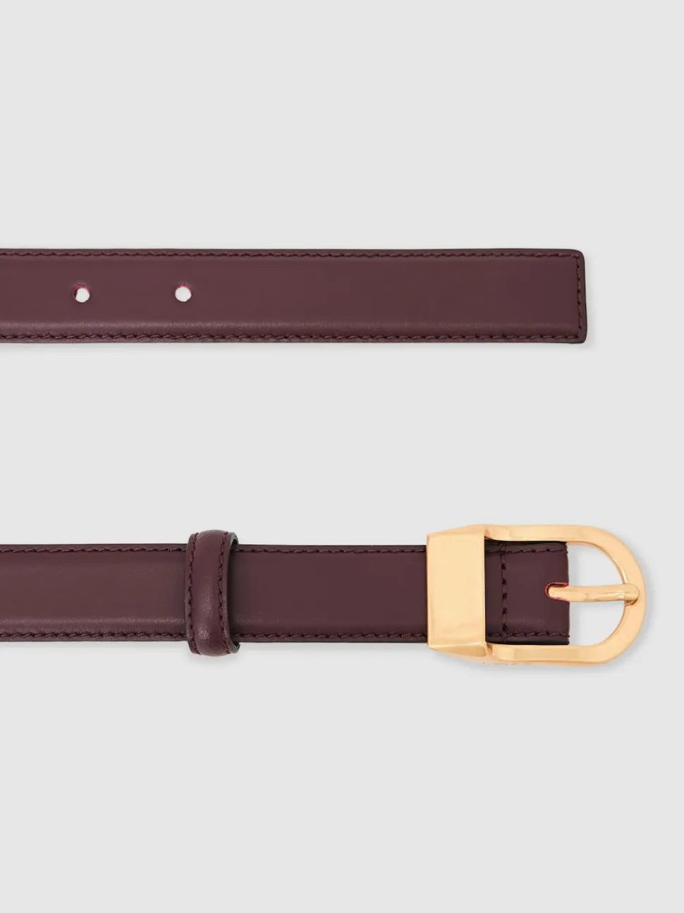 Reiss Burgundy Hazel Leather Curved-Buckle Belt