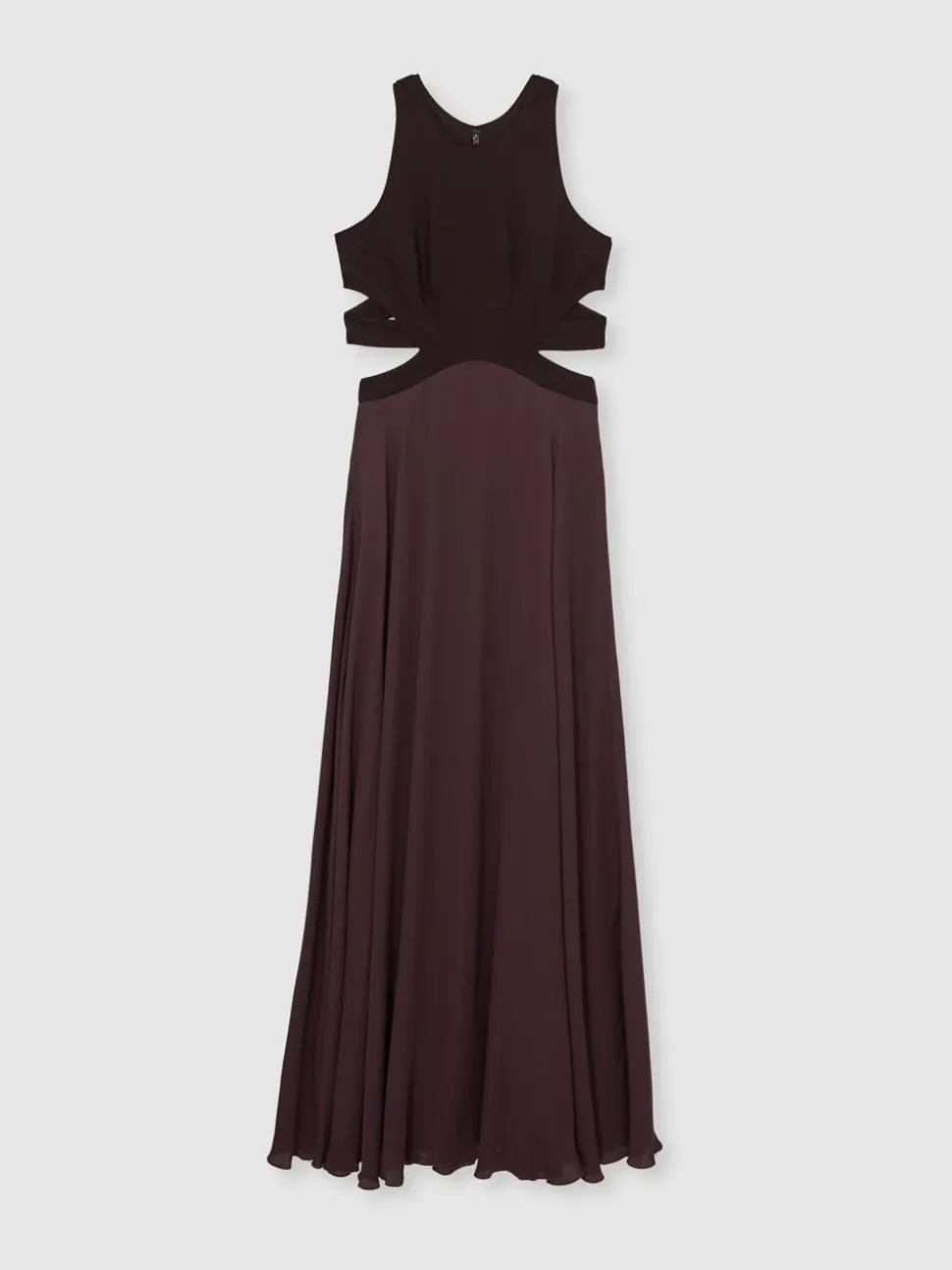 Reiss Burgundy Paloma Cut-Out Racerback Maxi Dress