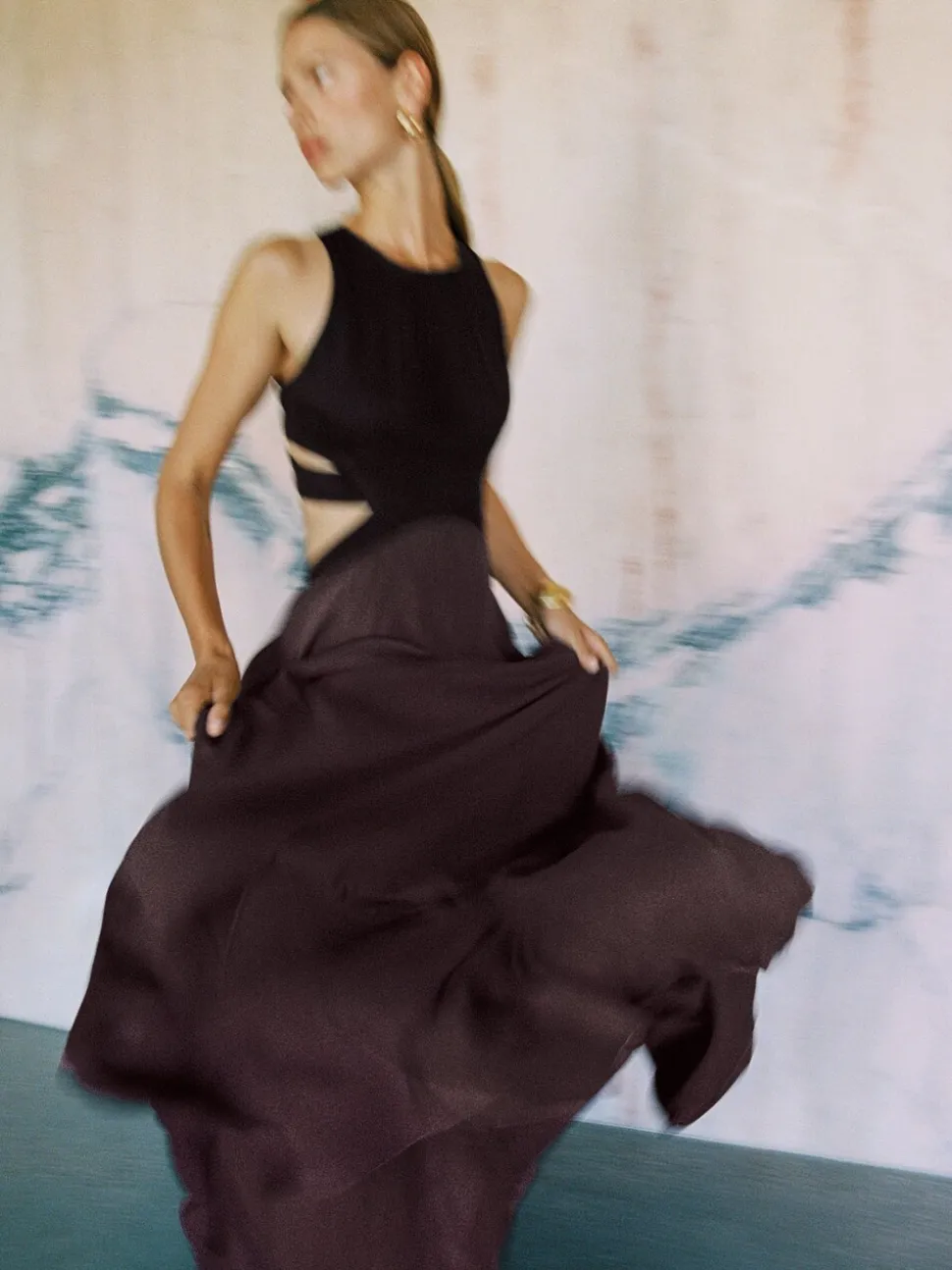 Reiss Burgundy Paloma Cut-Out Racerback Maxi Dress
