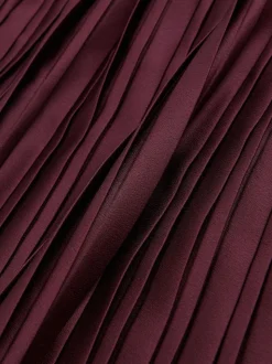 Reiss Burgundy Savannah Pleated Midi Skirt