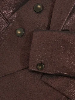 Reiss Burgundy Sienna Double-Breasted Metallic Suit Blazer with Cotton