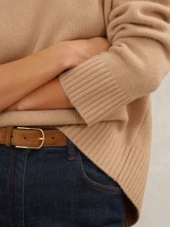 Reiss Camel Ella Wool-Cashmere Crew-Neck Jumper