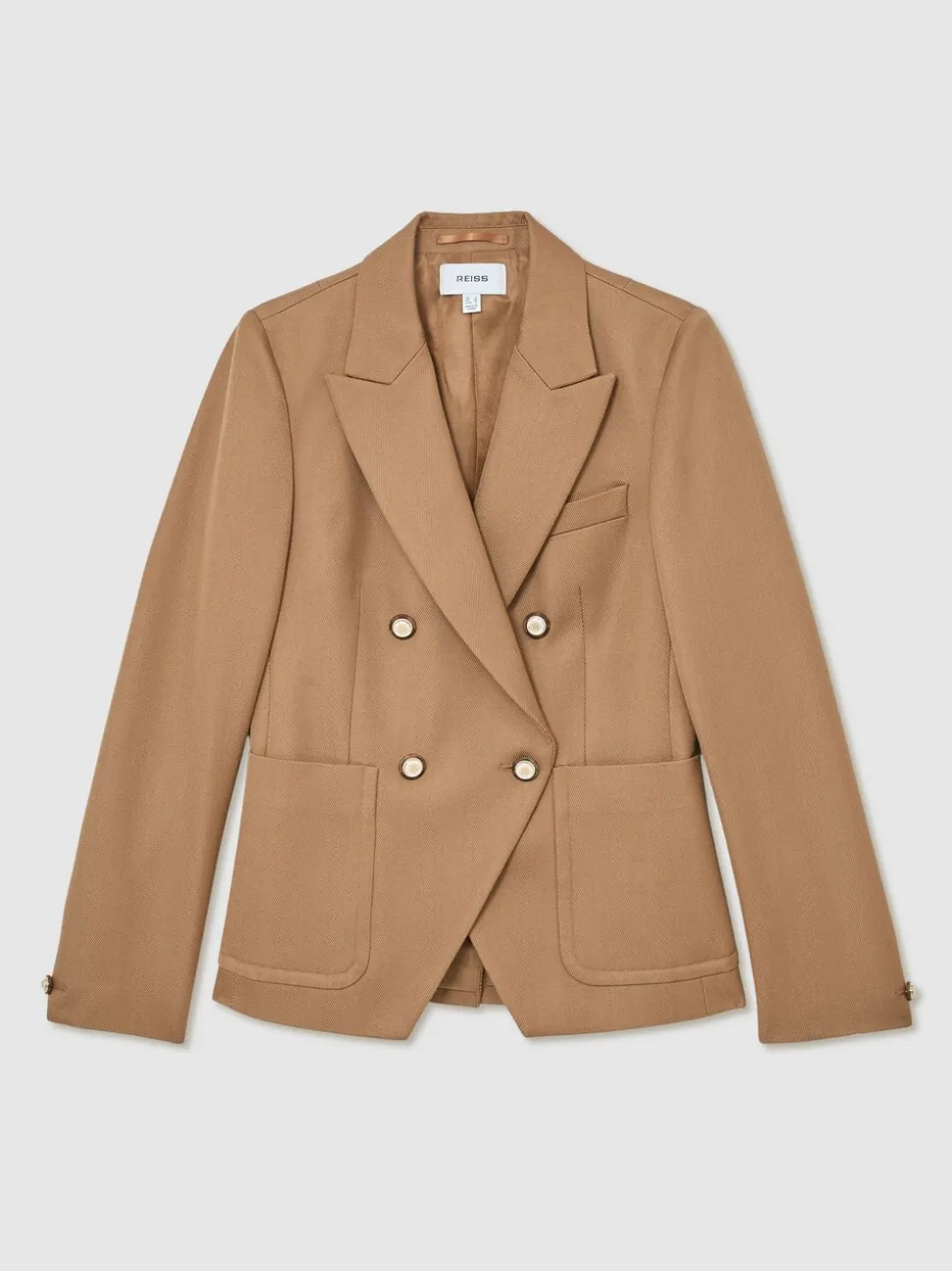 Reiss Camel Gigi Wool-Blend Double-Breasted Blazer