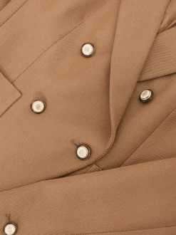 Reiss Camel Gigi Wool-Blend Double-Breasted Blazer