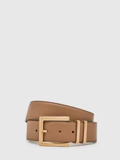Reiss Camel/Taupe Brompton Leather Belt