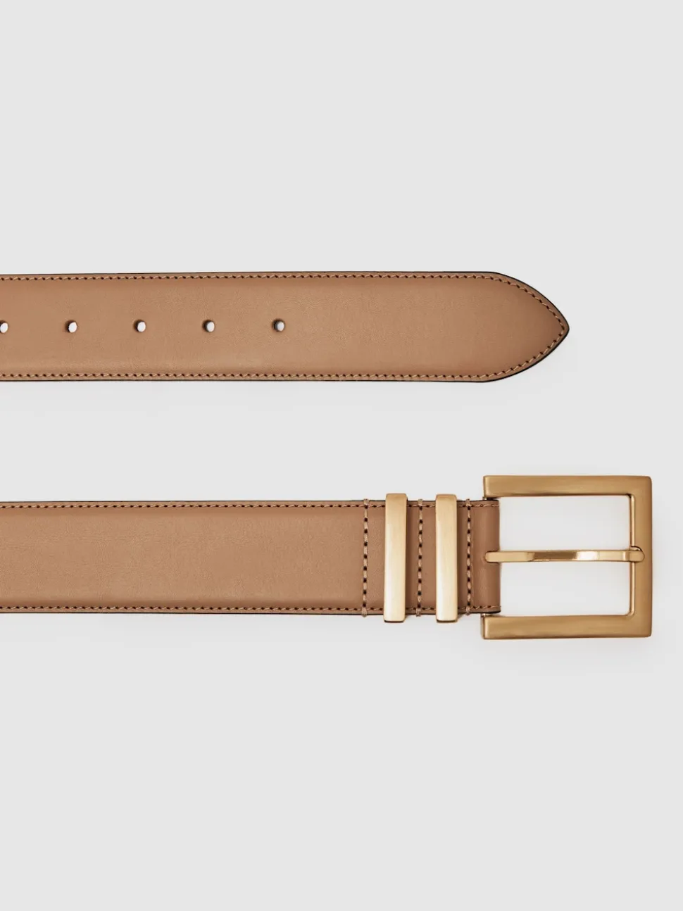Reiss Camel/Taupe Brompton Leather Belt