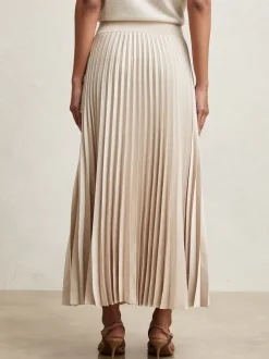 Reiss Champagne Neutral Seren Pleated Midi Skirt