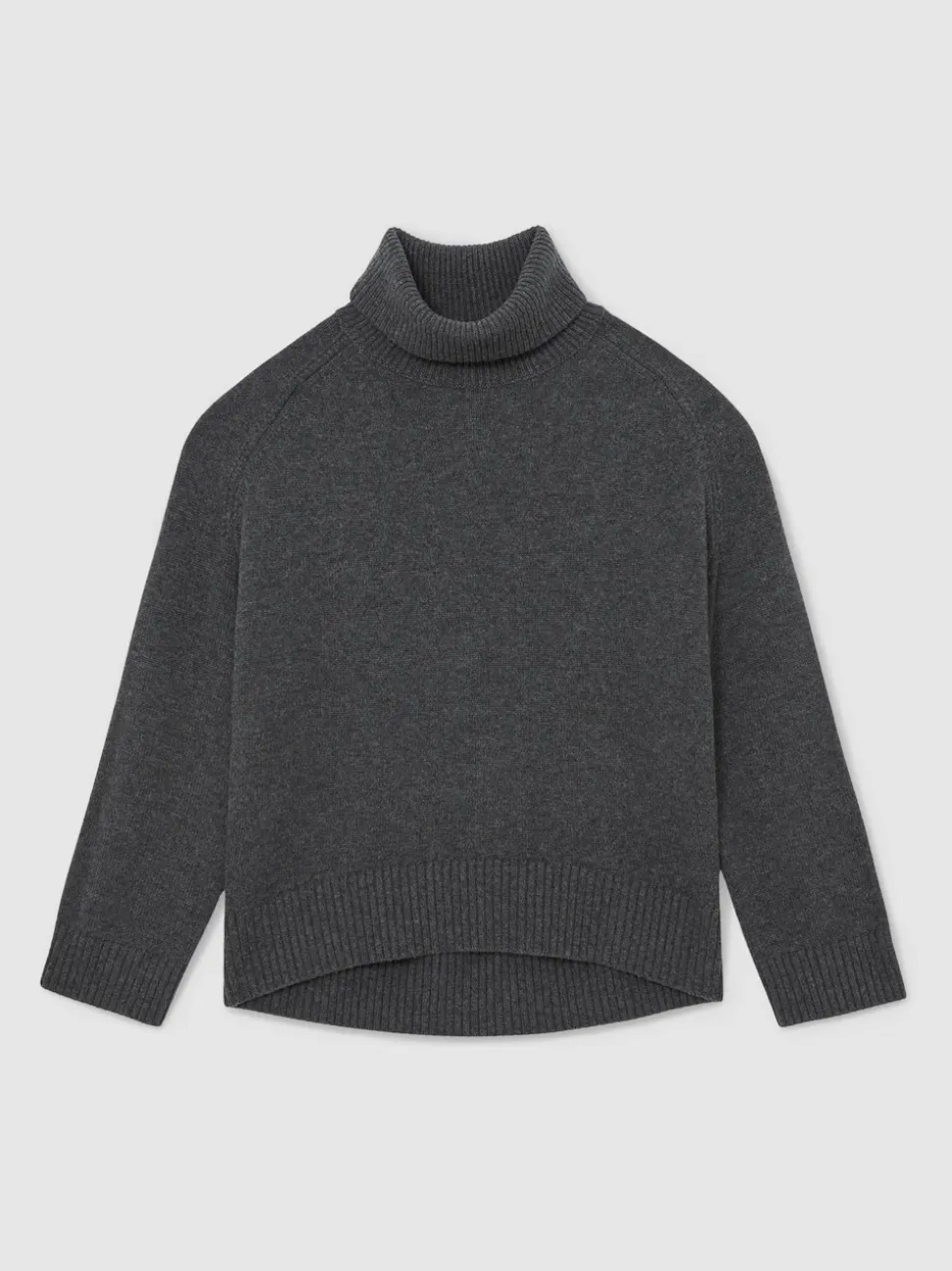 Reiss Charcoal Grey Brooklyn Wool-Cashmere Roll-Neck Jumper