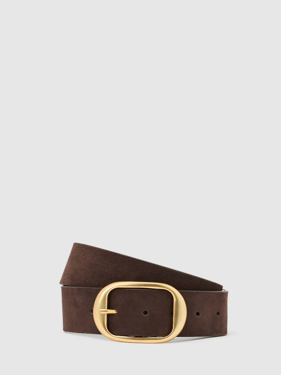 Reiss Chocolate Athena Suede Oval-Buckle Belt