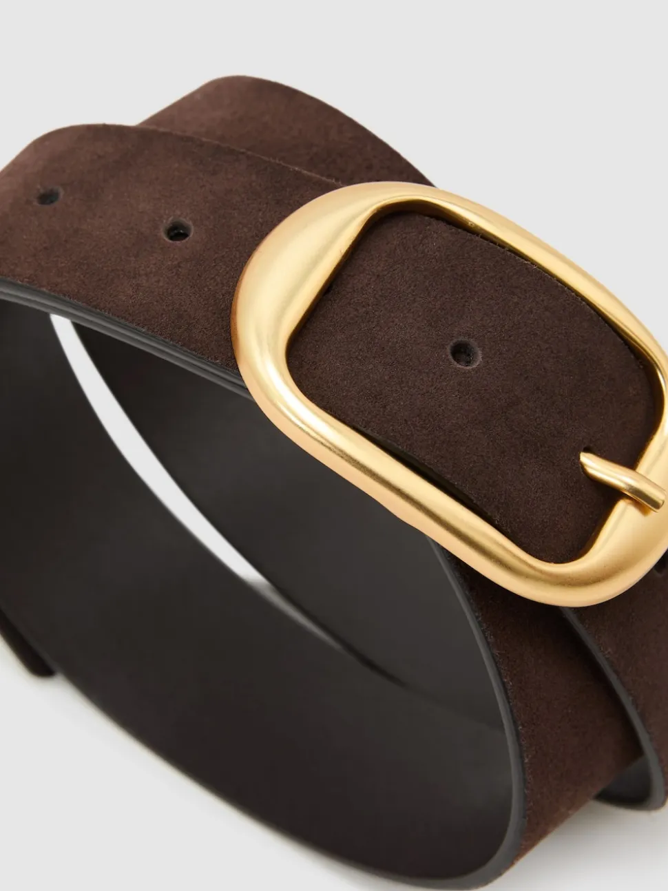 Reiss Chocolate Athena Suede Oval-Buckle Belt