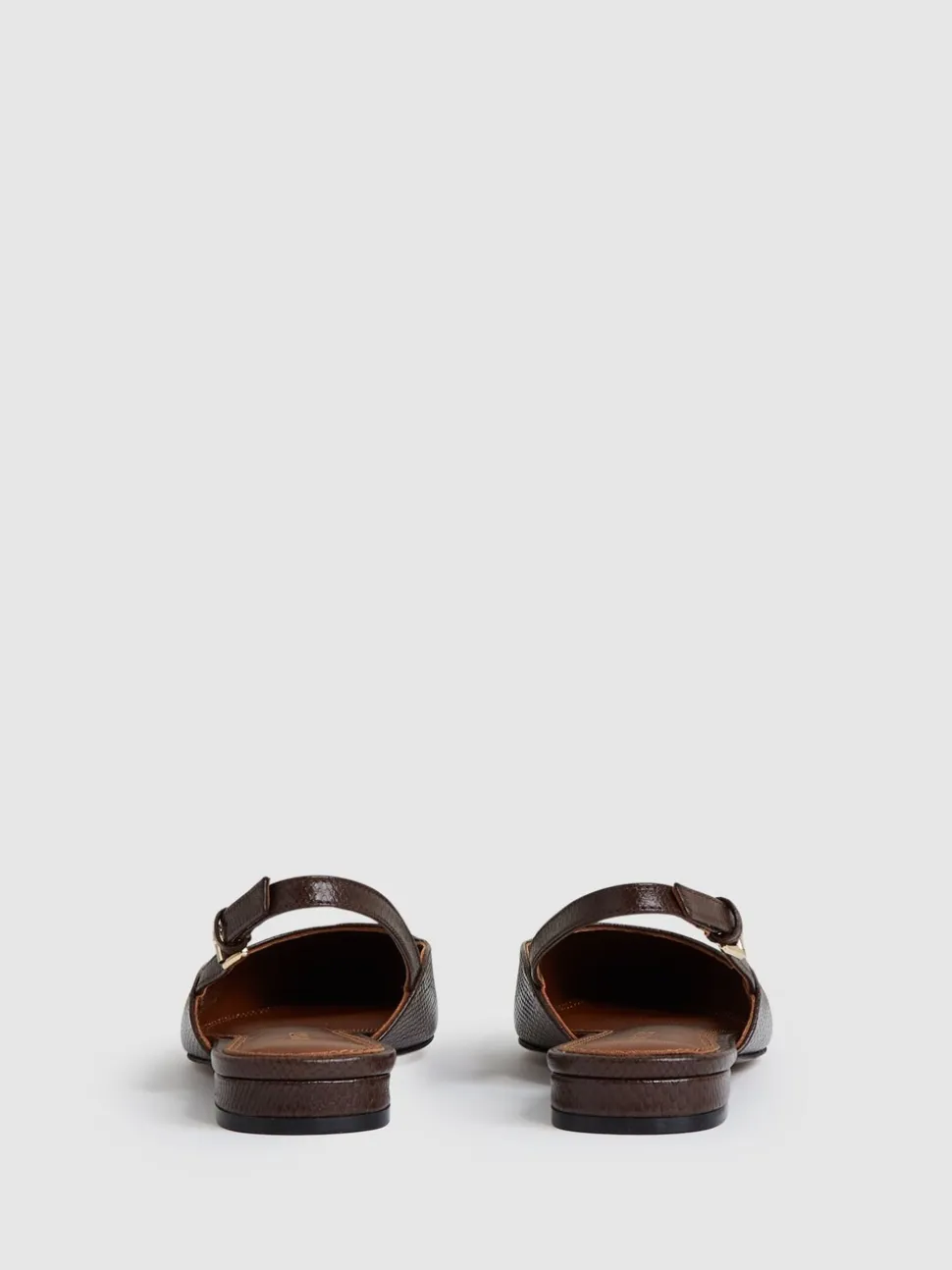 Reiss Chocolate Aubrey Leather Slingback Ballet Flats