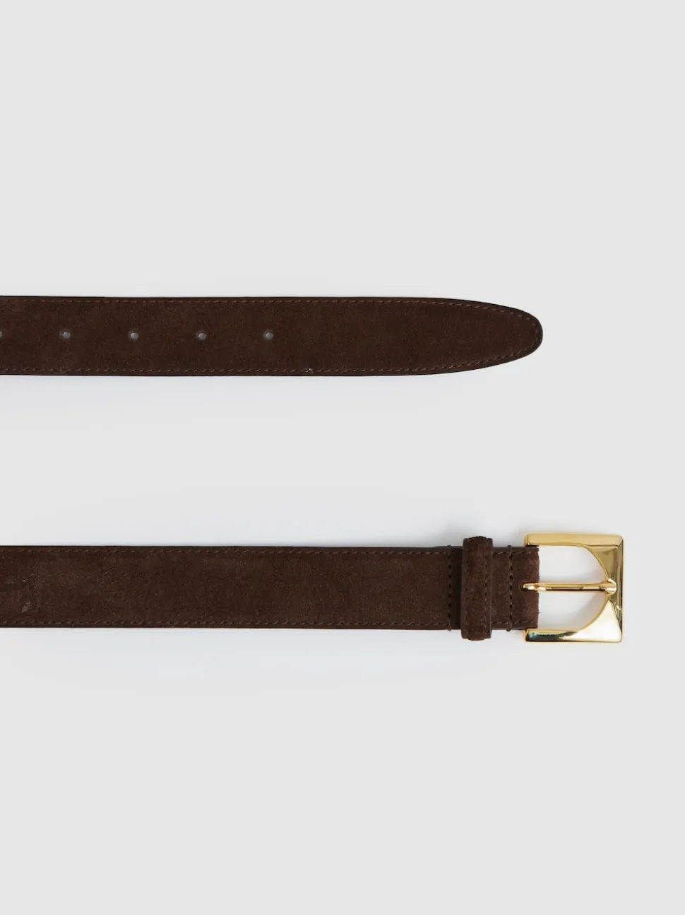 Reiss Chocolate Belinda Suede Square-Buckle Belt