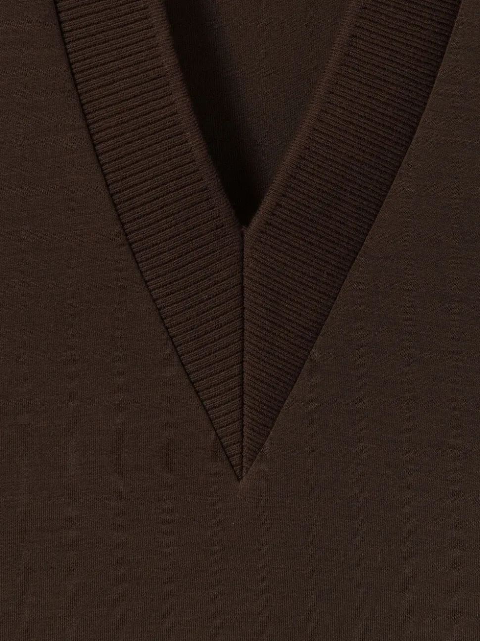 Reiss Chocolate Bernie Premium Interlock Open-Collar Sweatshirt