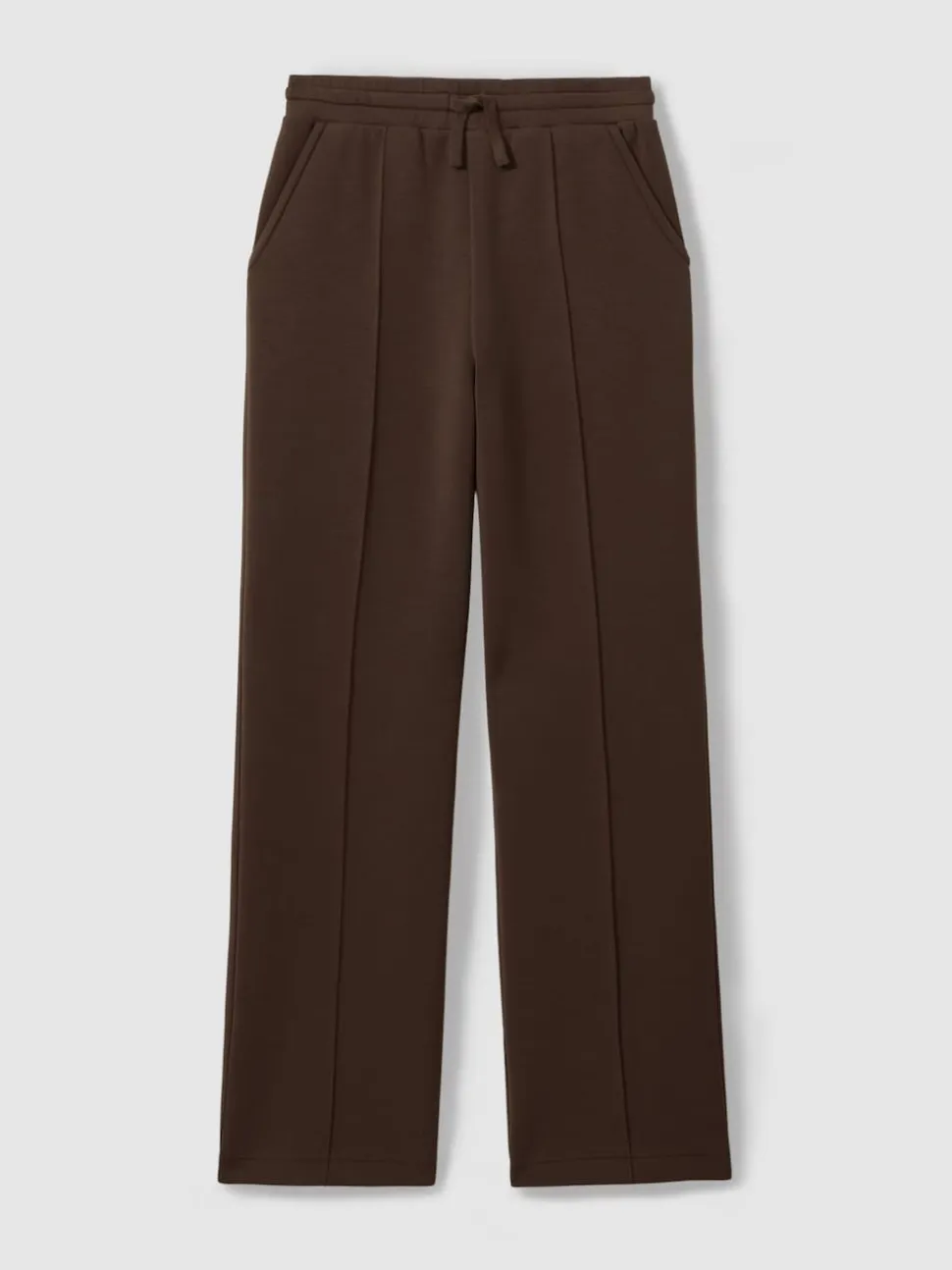 Reiss Chocolate Bernie Premium Interlock Wide-Leg Joggers