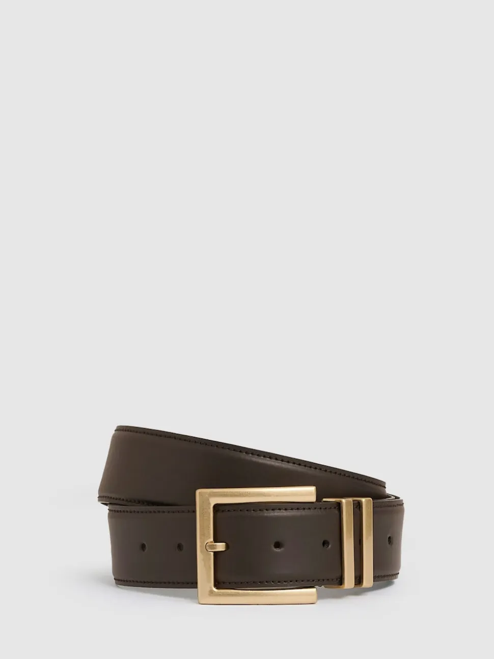 Reiss Chocolate Brompton Leather Belt