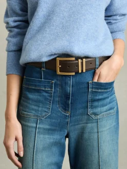 Reiss Chocolate Brompton Leather Belt