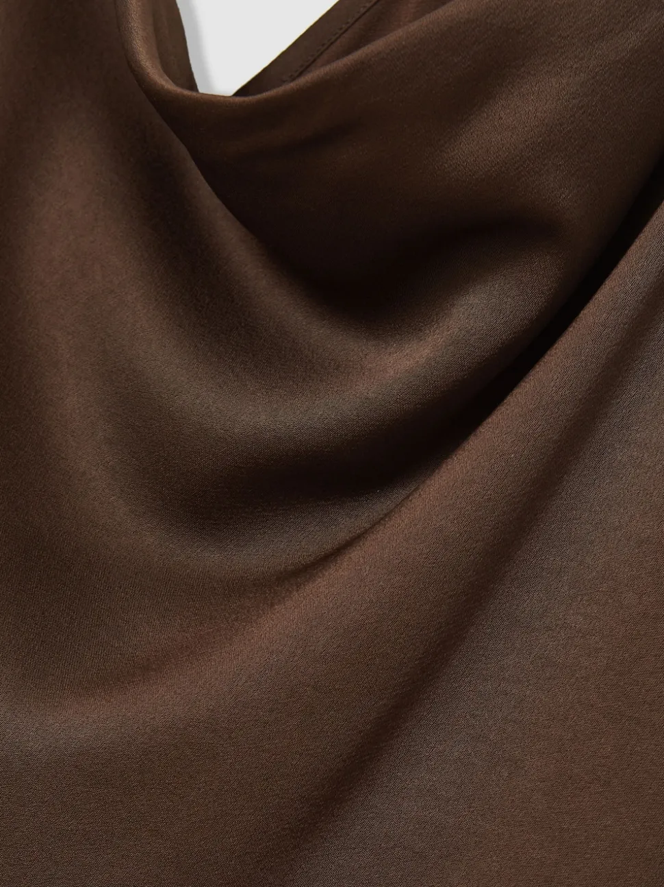 Reiss Chocolate Brown Maisley Satin Cowl-Neck Slip Dress