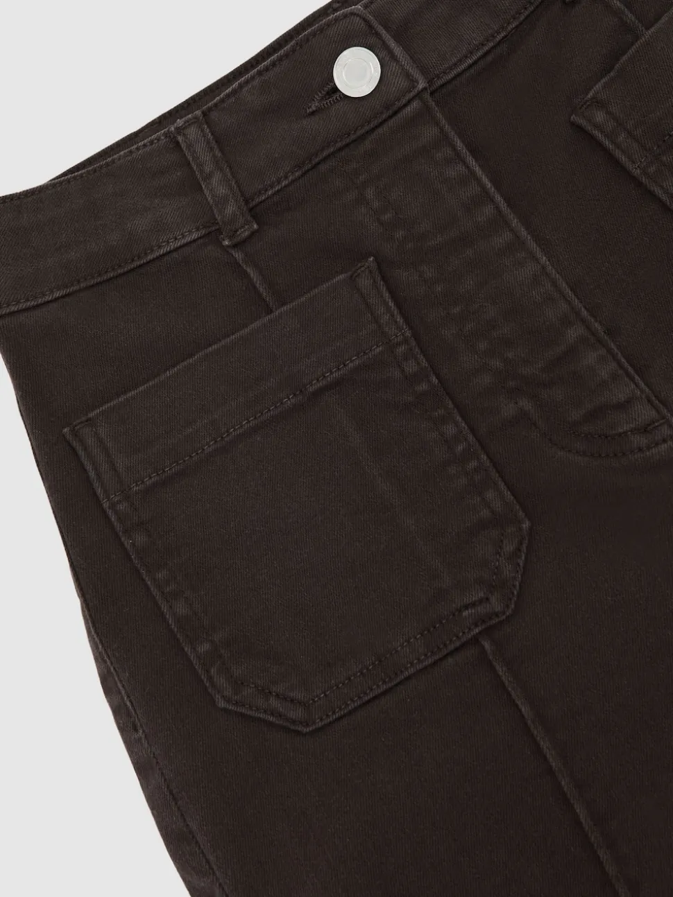 Reiss Chocolate Brown Sakura Petite Patch-Pocket Flared Jeans