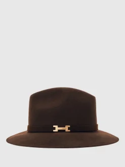 Reiss Chocolate Holly Wool Fedora