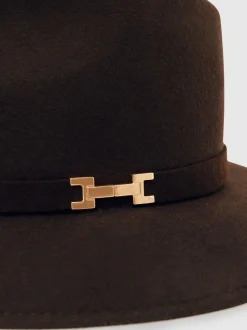 Reiss Chocolate Holly Wool Fedora