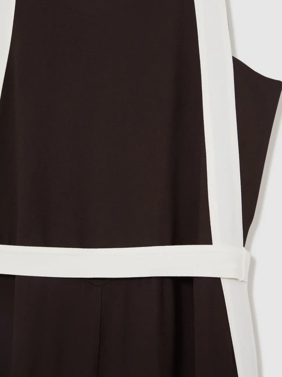 Reiss Chocolate/Cream Salma Colourblock Wide Leg Belted Jumpsuit