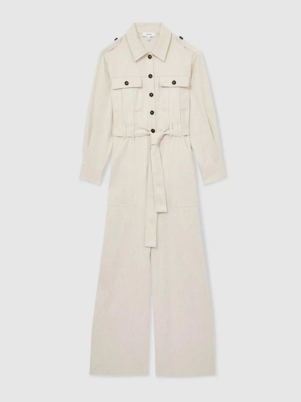 Reiss Cream Anais Wide Leg Utility Jumpsuit