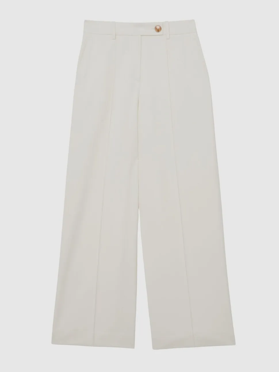 Reiss Cream Malin Petite Wide-Leg Seam-Detail Trousers