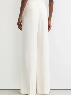 Reiss Cream Malin Petite Wide-Leg Seam-Detail Trousers