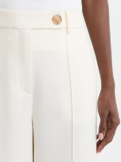 Reiss Cream Malin Petite Wide-Leg Seam-Detail Trousers