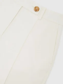 Reiss Cream Malin Petite Wide-Leg Seam-Detail Trousers