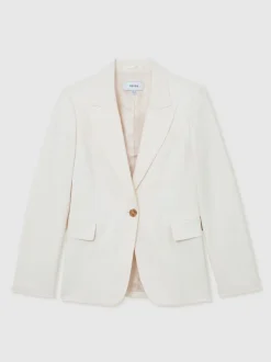Reiss Cream Malin Petite Single-Breasted Tailored Blazer