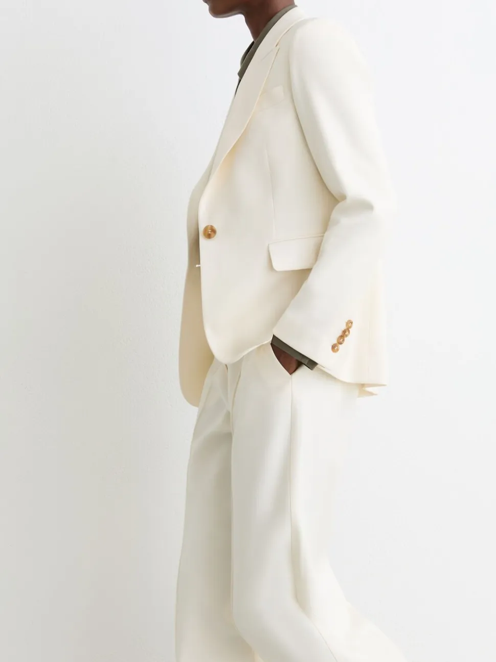 Reiss Cream Malin Petite Single-Breasted Tailored Blazer