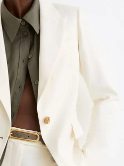 Reiss Cream Malin Single-Breasted Tailored Blazer