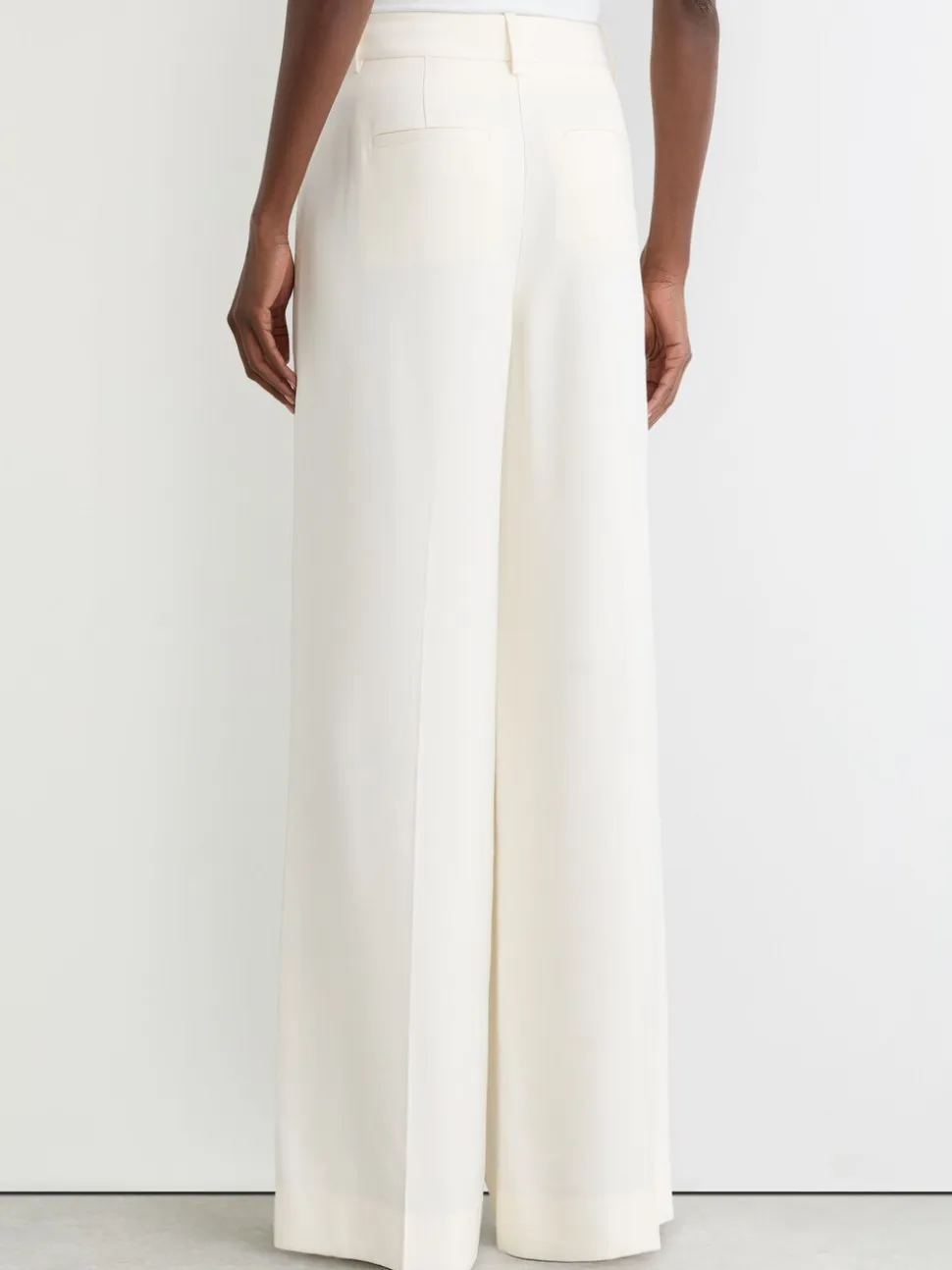 Reiss Cream Malin Wide-Leg Seam-Detail Trousers