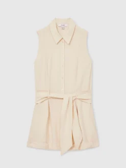 Reiss Cream Millie Belted Beach Cover-Up Playsuit