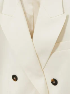 Reiss Cream Millie Double-Breasted Cropped Blazer
