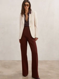 Reiss Cream Soren Petite Wool-Blend Single-Breasted Blazer