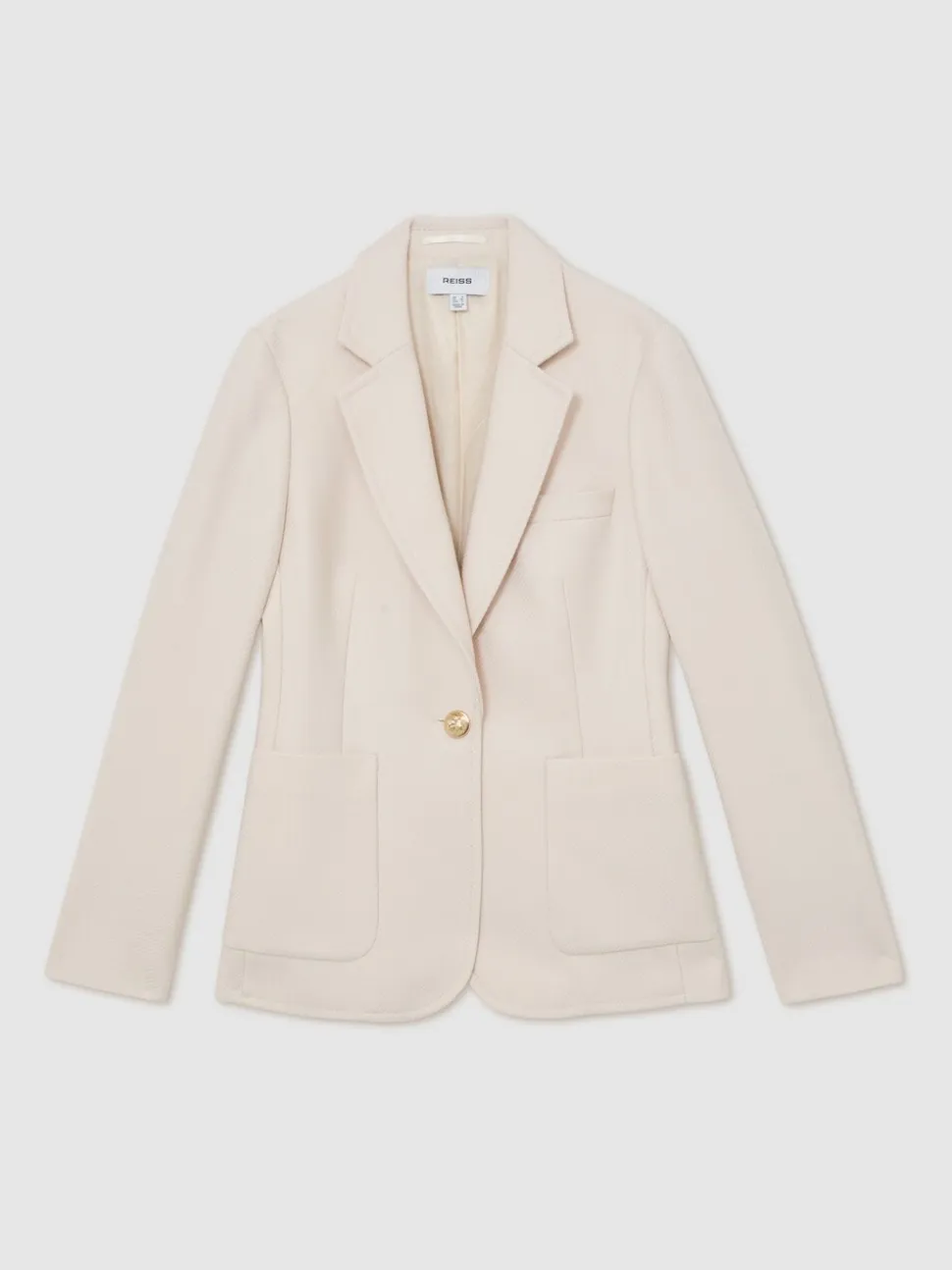 Reiss Cream Soren Petite Wool-Blend Single-Breasted Blazer