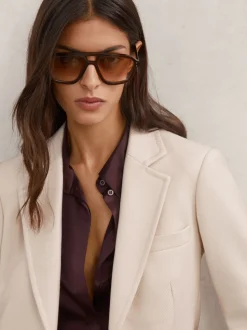 Reiss Cream Soren Wool-Blend Single-Breasted Blazer