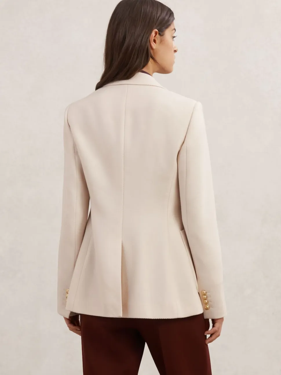 Reiss Cream Soren Wool-Blend Single-Breasted Blazer