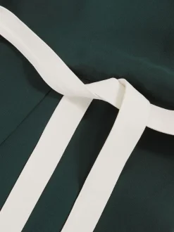 Reiss Dark Green/Cream Salma Petite Colourblock Wide Leg Belted Jumpsuit
