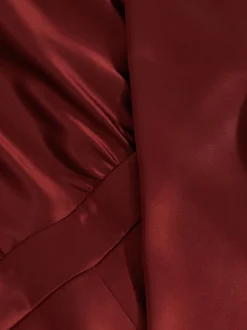 Reiss Dark Red Farah Satin Cape-Sash Jumpsuit