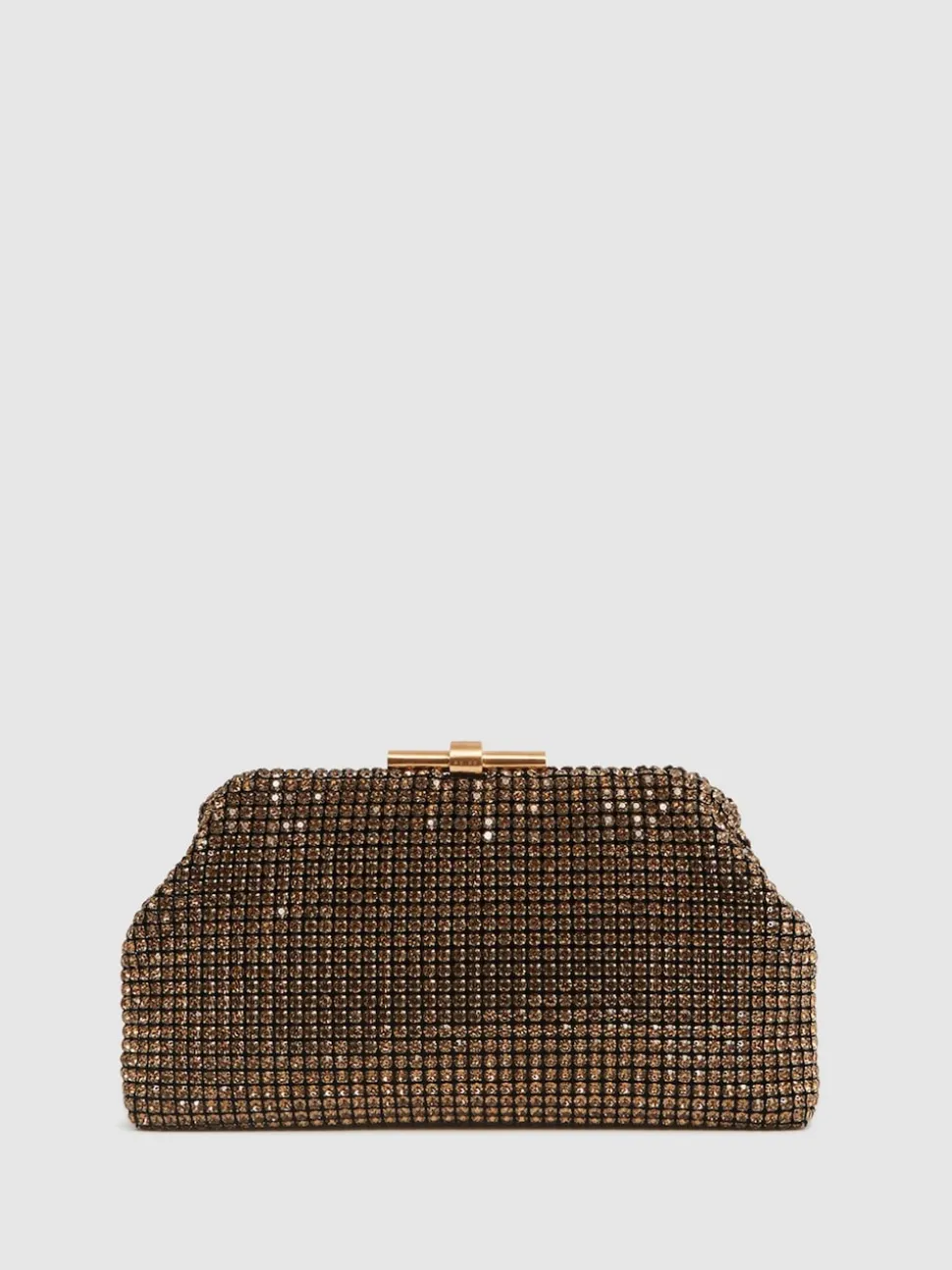 Reiss Gold Adaline Embellished Clutch Bag