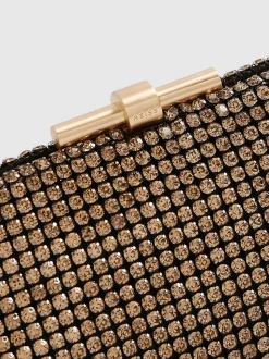 Reiss Gold Adaline Embellished Clutch Bag