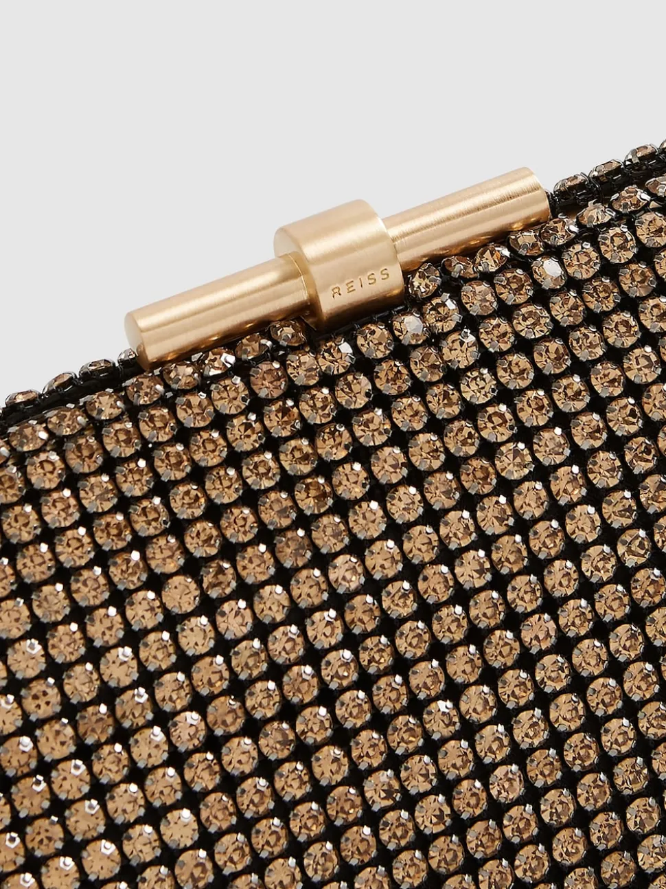 Reiss Gold Adaline Embellished Clutch Bag