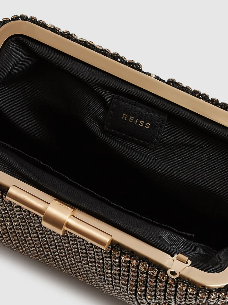 Reiss Gold Adaline Embellished Clutch Bag