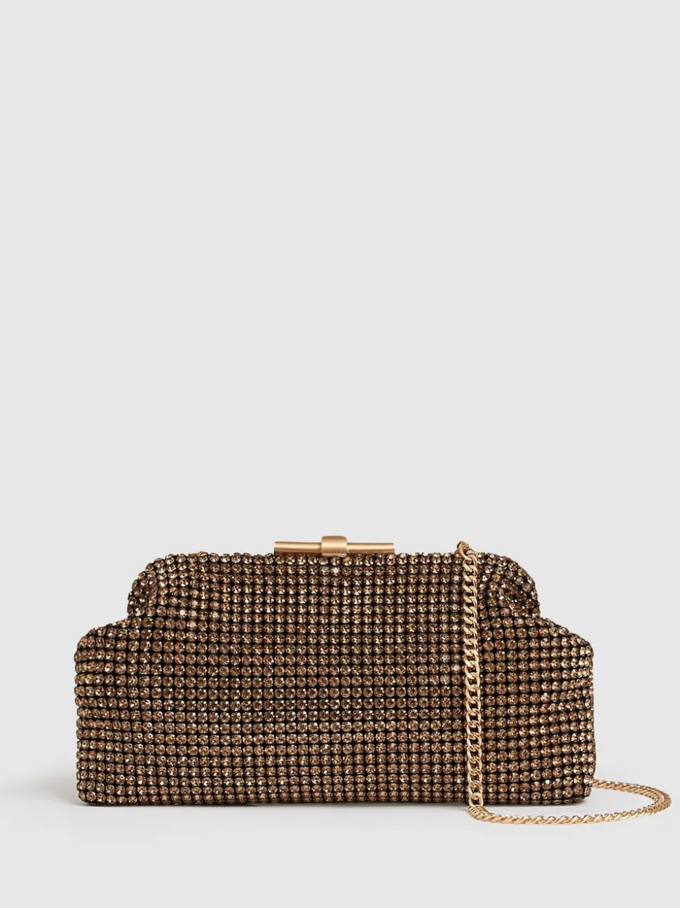 Reiss Gold Adaline Embellished Clutch Bag
