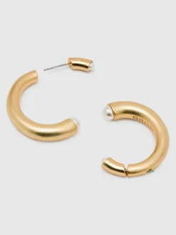 Reiss Gold Anais Tone Pearl Earrings